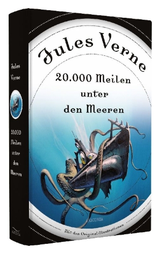 Buchcover und Innenansicht für das Buch: 20.000 Meilen unter den Meeren
