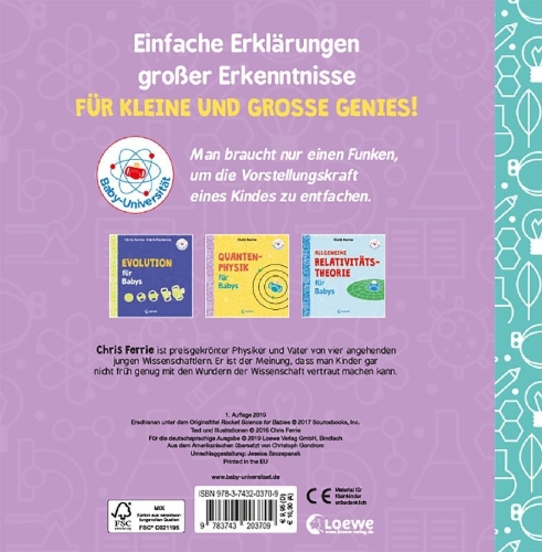 Buchcover und Innenansicht für das Buch: Baby University: Rocket Science for Babies (OT)