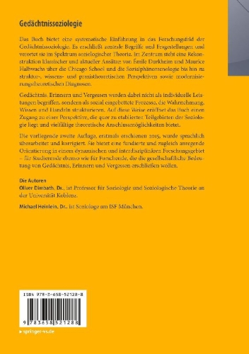 Buchcover und Innenansicht für das Buch: Gedächtnissoziologie