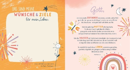Buchcover und Innenansicht für das Buch: Meine Erstkommunion Erinnerungsalbum Floral