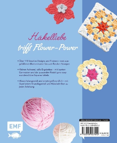 Buchcover und Innenansicht für das Buch: Grannys squares, fleurs et autres formes