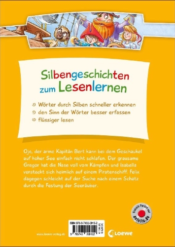 Buchcover und Innenansicht für das Buch: Silbengeschichten zum Lesenlernen - Piratengeschichten