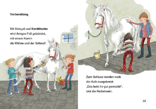 Buchcover und Innenansicht für das Buch: Leselöwen 1. Klasse - Die beste erste Reitstunde