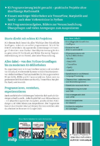Buchcover und Innenansicht für das Buch: KI-Projekte mit Python