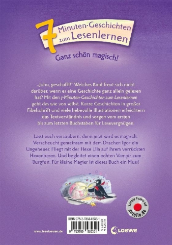 Buchcover und Innenansicht für das Buch: Leselöwen - Das Original - 7-Minuten-Geschichten zum Lesenlernen - Ganz schön magisch!