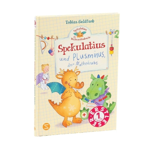 Buchcover und Innenansicht für das Buch: Spekulatius, der Weihnachtsdrache. Spekulatius und Plusminus, der Mathedrache