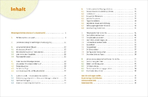 Buchcover und Innenansicht für das Buch: Nachhaltigkeit für Kinder erzählen