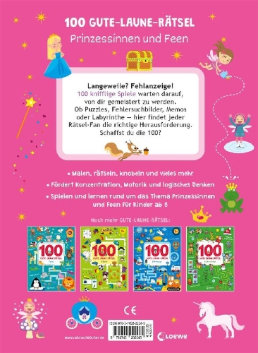 Buchcover und Innenansicht für das Buch: 100 Jeux Amusants: Princesses et fées