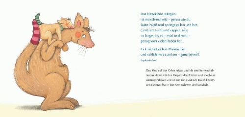 Buchcover und Innenansicht für das Buch: Das klitzekleine Känguru - Meine ersten Fingerspiele und Reime