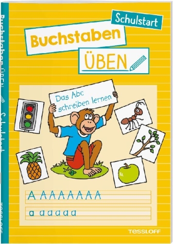 Buchcover und Innenansicht für das Buch: Buchstaben üben. Schulstart