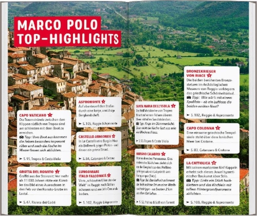 Buchcover und Innenansicht für das Buch: MARCO POLO Reiseführer Kalabrien