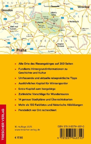 Buchcover und Innenansicht für das Buch: TRESCHER Reiseführer Riesengebirge