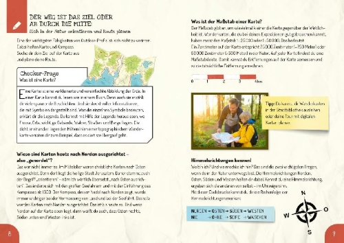 Buchcover und Innenansicht für das Buch: Das Outdoor-Entdeckerhandbuch