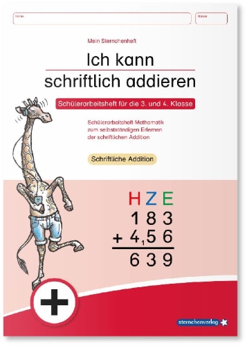 Buchcover und Innenansicht für das Buch: Ich kann schriftlich addieren und subtrahieren - 2 Arbeitshefte im Set