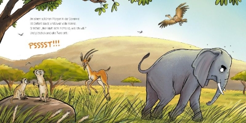 Buchcover und Innenansicht für das Buch: LESEMAUS 203: Elefant will durch die Wand