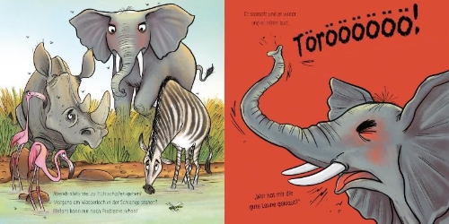 Buchcover und Innenansicht für das Buch: LESEMAUS 203: Elefant will durch die Wand
