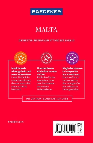 Buchcover und Innenansicht für das Buch: Baedeker Reiseführer Malta, Gozo, Comino