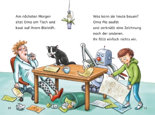 Buchcover und Innenansicht für das Buch: Leseprofis - Die total verrückte Schrumpf-Maschine, 1. Klasse