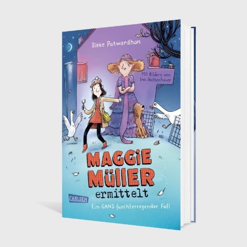 Buchcover und Innenansicht für das Buch: Maggie Müller ermittelt - Ein gans furchterregender Fall