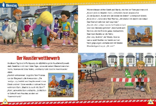 Buchcover und Innenansicht für das Buch: Feuerwehrmann Sam: Eine Woche voller Feuerwehrgeschichten