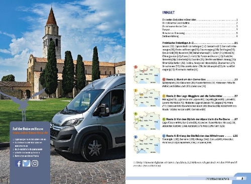 Buchcover und Innenansicht für das Buch: Reise Know-How Wohnmobil-Tourguide Oberitalien