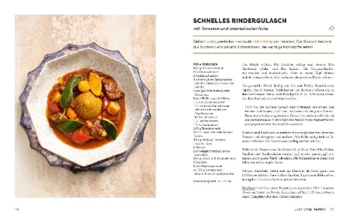 Buchcover und Innenansicht für das Buch: "Hier und heute" ist ein guter Tag zum Kochen