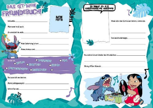 Buchcover und Innenansicht für das Buch: Disney Stitch: Meine Freunde