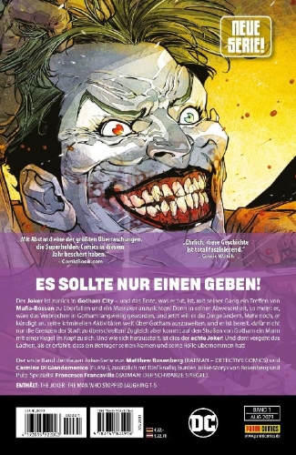 Buchcover und Innenansicht für das Buch: The Joker: The Man who stopped laughing