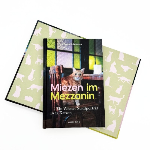 Buchcover und Innenansicht für das Buch: Miezen im Mezzanin