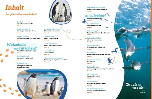 Buchcover und Innenansicht für das Buch: WAS IST WAS Pinguine. Immer cool drauf
