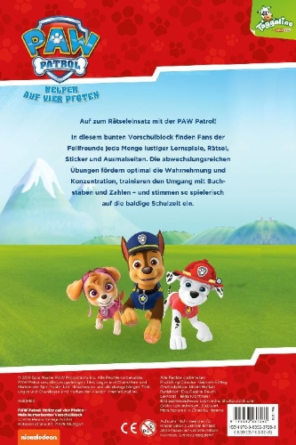 Buchcover und Innenansicht für das Buch: PAW Patrol: Mein kunterbunter Vorschulblock