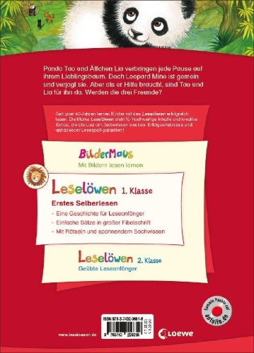 Buchcover und Innenansicht für das Buch: Leselöwen 1. Klasse - Ein Panda in der Dschungelschule