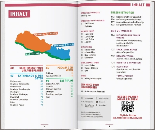 Buchcover und Innenansicht für das Buch: MARCO POLO Reiseführer Nepal