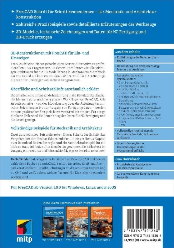 Buchcover und Innenansicht für das Buch: FreeCAD 1.0