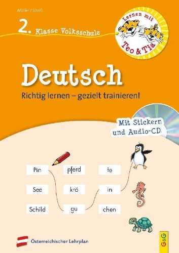 Buchcover und Innenansicht für das Buch: Lernen mit Teo und Tia Deutsch - 2. Klasse Volksschule mit CD