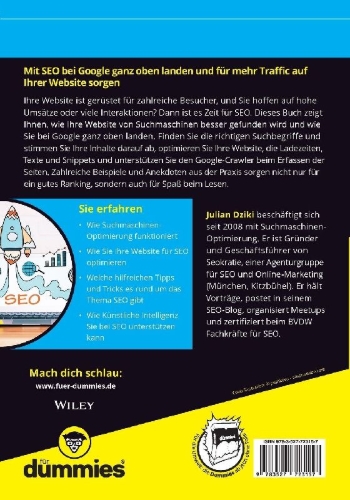 Buchcover und Innenansicht für das Buch: Suchmaschinen-Optimierung für Dummies