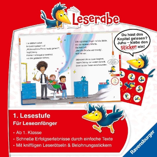 Buchcover und Innenansicht für das Buch: Der magische Frisör - Leserabe 1. Klasse - Erstlesebuch für Kinder ab 6 Jahren