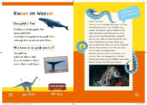 Buchcover und Innenansicht für das Buch: Dein Lesestart: Weißt du schon alles über Supertiere? Ab 1. Klasse