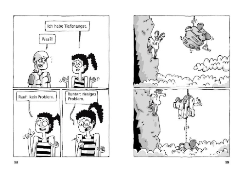 Buchcover und Innenansicht für das Buch: Alles Safe. Ein Comic-Abenteuer