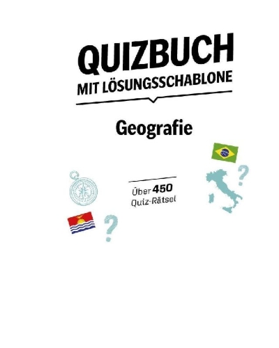 Buchcover und Innenansicht für das Buch: Quizbuch mit Lösungsschablone Geografie