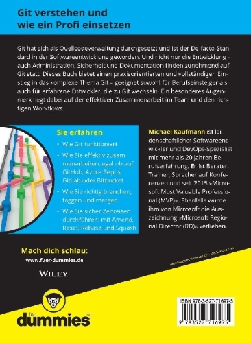 Buchcover und Innenansicht für das Buch: Git für Dummies