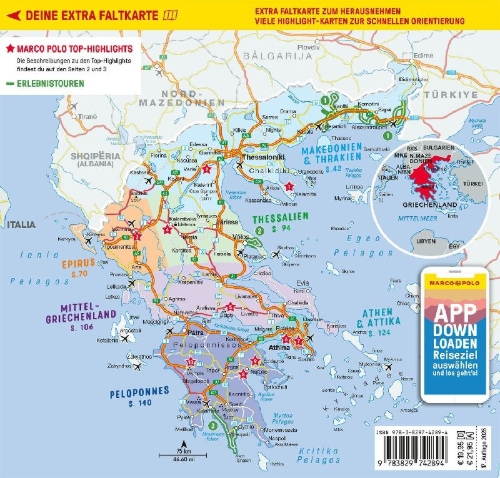 Buchcover und Innenansicht für das Buch: MARCO POLO Reiseführer Griechenland Festland