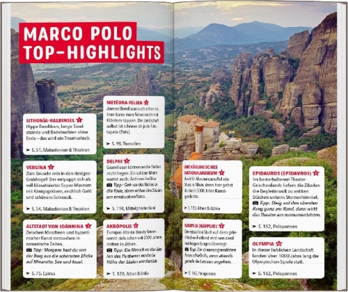 Buchcover und Innenansicht für das Buch: MARCO POLO Reiseführer Griechenland Festland