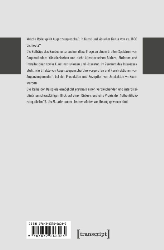 Buchcover und Innenansicht für das Buch: Augenzeugenschaft als Konzept