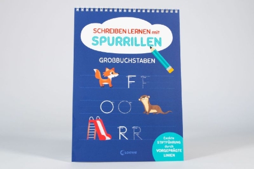 Buchcover und Innenansicht für das Buch: Schreiben lernen mit Spurrillen - Großbuchstaben