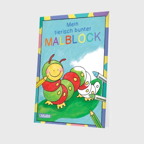 Buchcover und Innenansicht für das Buch: Mein tierisch bunter Malblock