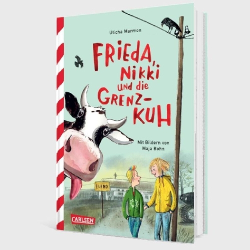 Buchcover und Innenansicht für das Buch: Frieda, Nikki und die Grenzkuh