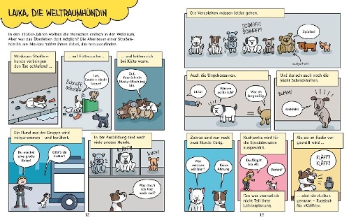 Buchcover und Innenansicht für das Buch: Auf ins Weltall! - Das große Wettfliegen