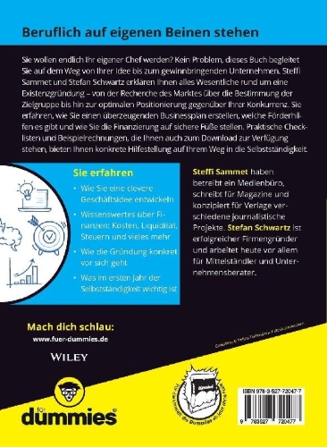 Buchcover und Innenansicht für das Buch: Existenzgründung für Dummies