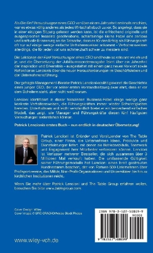 Buchcover und Innenansicht für das Buch: Die fünf Versuchungen eines CEO